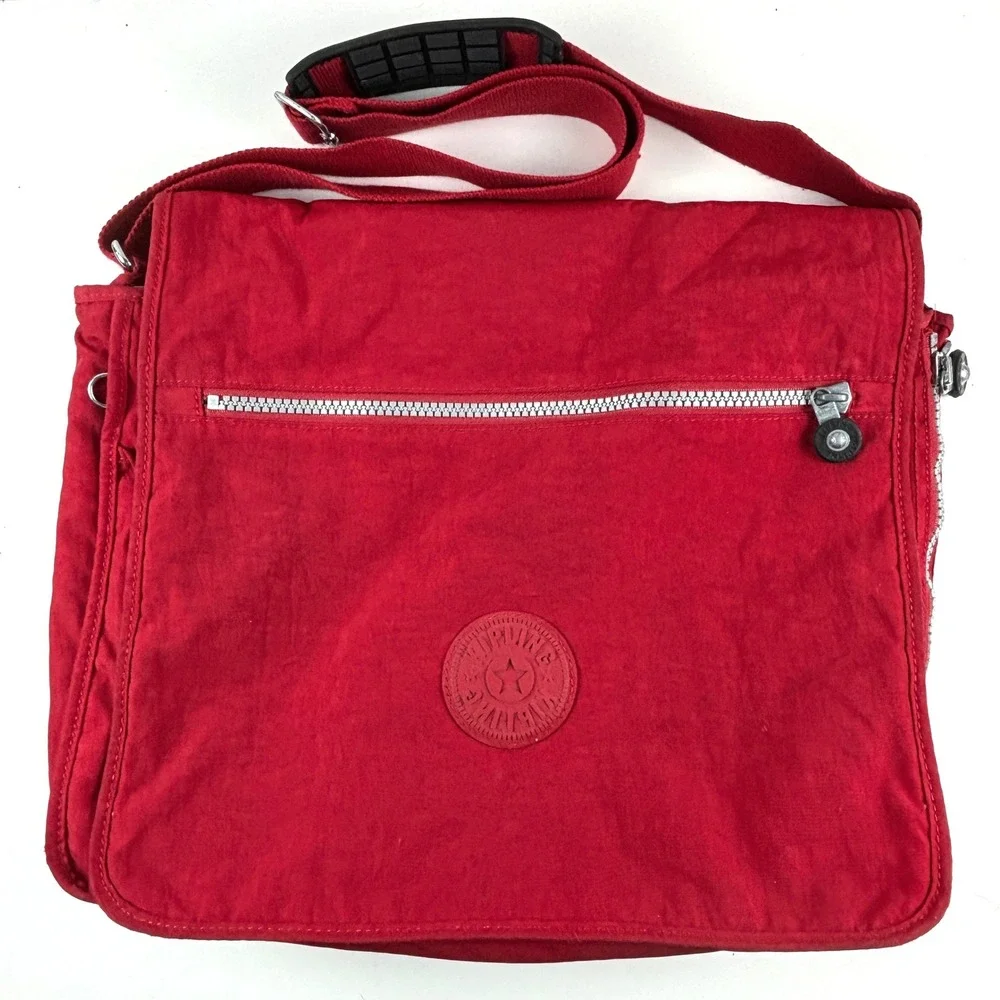 Kipling Madhouse Messenger‎ Bag Unisex Large Red Expandable Nylon Crossbody Y2K